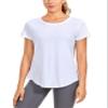CRZ YOGA Pima Cotton Womens Short Sleeve Shirt Loose Casual Yoga T-Shirt Athletic Workout Tops White Large view 1