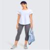 CRZ YOGA Pima Cotton Womens Short Sleeve Shirt Loose Casual Yoga T-Shirt Athletic Workout Tops White Large view 3