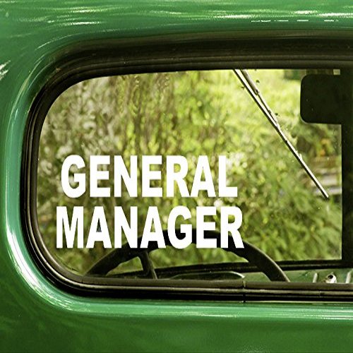 2 GENERAL MANAGER Decals Stickers White Die Cut For Windows Doors Any Smooth Surface