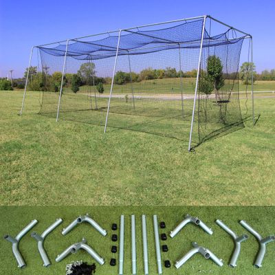 Cimarron Sports Outdoor #24 Batting Cage Twisted Polymer Netting and Frame Corners - 30'x12'x10'