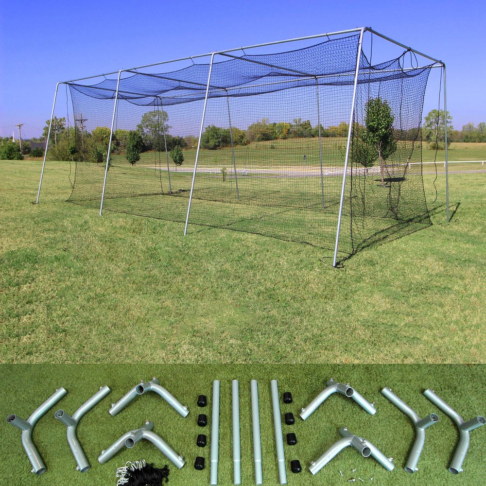 Cimarron Sports Outdoor #24 Batting Cage Twisted Polymer Netting and Frame Corners - 30'x12'x10'