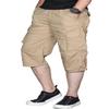 sandbank Mens Long Shorts Elastic Waist Cargo Shorts Below Knee Capri Pants 6 Pockets(Khaki, Waist:30-32 inch) view 1