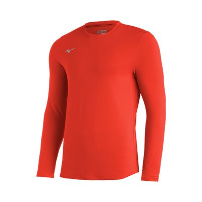 Mizuno Youth Comp Diamond Long sleeve Crew, Orange, X-Large