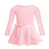 Alvivi Kids Girls Team Basic Long Sleeve Gymnastics Ballet Dance Leotard with Wrap Skirt Tutu Dress Long sleeves Pearl Pink 7-8 Years