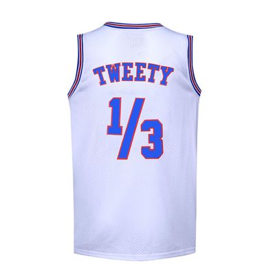 BOROLIN Mens Basketball Jersey 1/3 Tweety Space Jersey White 90s Sports Shirts (X-Large)