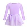 Alvivi Kids Girls Team Basic Long Sleeve Gymnastics Ballet Dance Leotard with Wrap Skirt Tutu Dress Long sleeves Lavender 3-4 Years