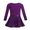 Alvivi Kids Girls Team Basic Long Sleeve Gymnastics Ballet Dance Leotard with Wrap Skirt Tutu Dress Long sleeves Dark Purple 10-12 Years view 2