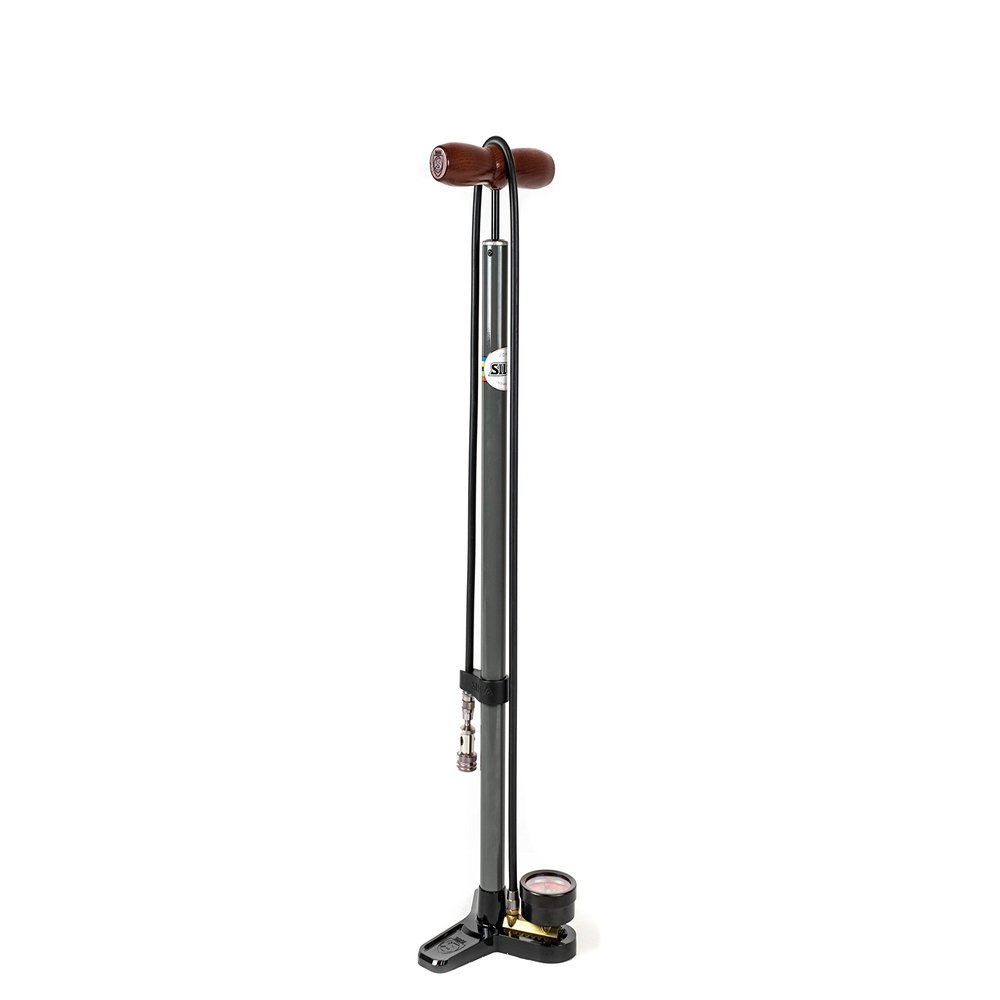 SILCA Pista Plus Bicycle Tire Pump | 120psi max Pressure, 2.5" Gauge | Presta & Schrader Valve | Durable Hose | High Performance | Bike Floor Pump