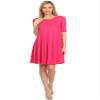 Casual Solid Half Sleeve Loose Fit A-line Knee Length Dress/Made in USA Fuchsia S view 1