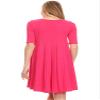 Casual Solid Half Sleeve Loose Fit A-line Knee Length Dress/Made in USA Fuchsia S view 4
