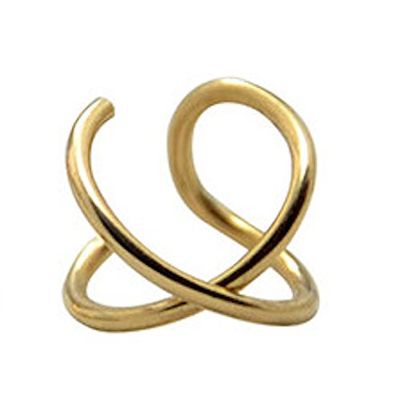 14K GOLD ROSE-GOLD Silver 925 Plated BRASS Earring CUFF&JACKET CRISS CROSS CARTILAGE (Cross - 14K GOLD PLATED)
