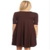 Casual Solid Half Sleeve Loose Fit A-line Knee Length Dress/Made in USA Brown XL view 4