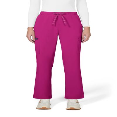 KOI Basics Women's Holly Cargo Scrub Pants, 8 Pockets, Drawstring Waist Azalea Pink Small