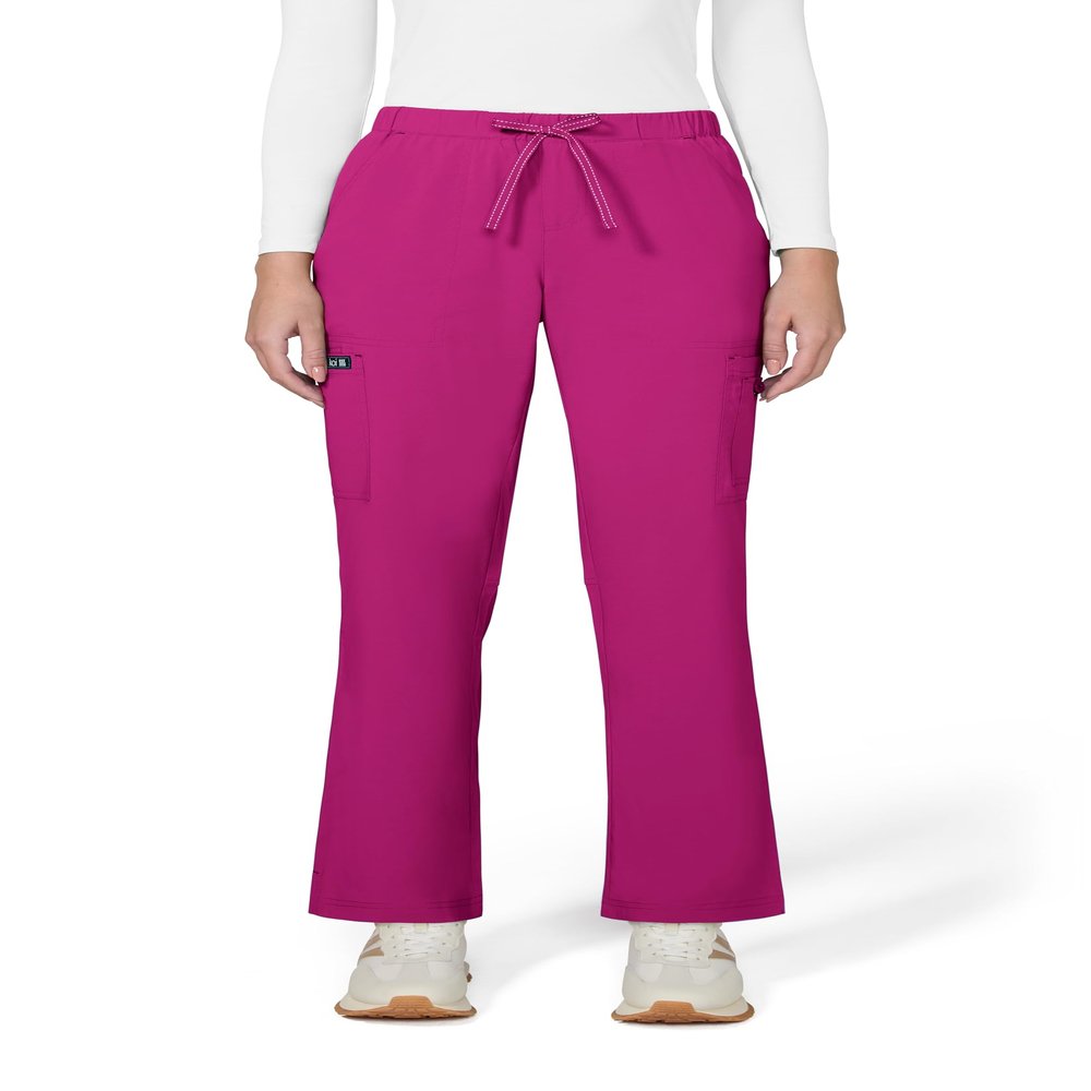 KOI Basics Women's Holly Cargo Scrub Pants, 8 Pockets, Drawstring Waist Azalea Pink Small