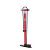 SILCA Pista Floor Pump Red with Black Single Sided Base and SILCA Presta Chuck and Threaded Schrader Chuck view 1