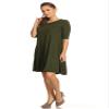 Casual Solid Half Sleeve Loose Fit A-line Knee Length Dress/Made in USA Olive L view 2