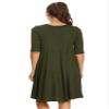 Casual Solid Half Sleeve Loose Fit A-line Knee Length Dress/Made in USA Olive L view 4