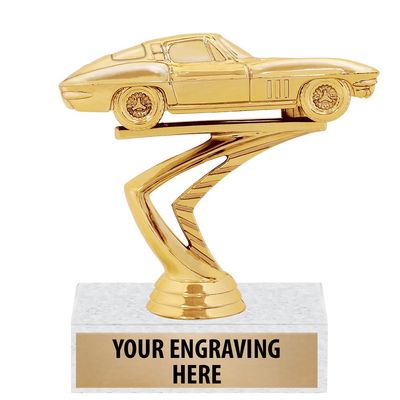Crown Awards CAR Trophies - 4.75" Gold Corvette Race Car Trophy 5 Pack