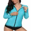 ATTRACO Womens Rashguard Shirt Long Sleeve Zip Front Workout Surf Shirt Aqua L view 1