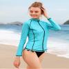 ATTRACO Womens Rashguard Shirt Long Sleeve Zip Front Workout Surf Shirt Aqua L view 3