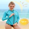 ATTRACO Womens Rashguard Shirt Long Sleeve Zip Front Workout Surf Shirt Aqua L view 4