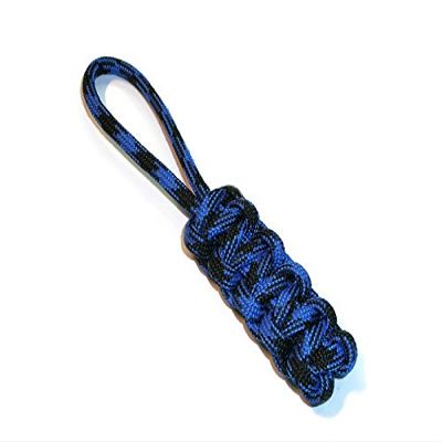 RedVex Zipper Pulls - Knife Lanyards - Equipment Lanyards - Paracord Cobra Style - Choose Your Color & Size (Qty 3) (Black & Blue, 4 inch)