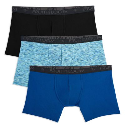 Fruit of the Loom mens Breathable Cotton Boxer Briefs (Regular & Big Man) Underwear, Regular Leg - Micro Mesh 3 Pack Prints, XX-Large US