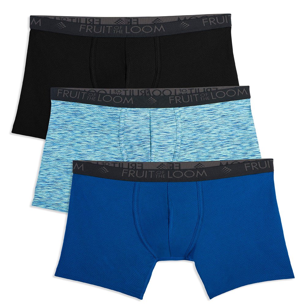 Fruit of the Loom mens Breathable Cotton Boxer Briefs (Regular & Big Man) Underwear, Regular Leg - Micro Mesh 3 Pack Prints, XX-Large US