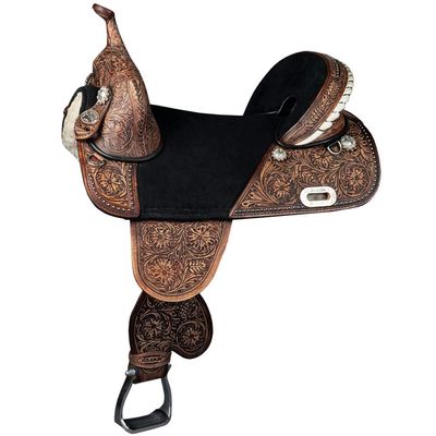 HILASON Treeless Western Trail Barrel Racing American Leather Saddle Dark Brown | Horse for Horses
