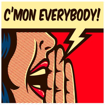 Cool Female Comic Book Character Cartoon - C'mon Everybody Vinyl Sticker (12" Wide)