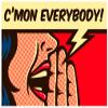 Cool Female Comic Book Character Cartoon - C'mon Everybody Vinyl Sticker (12" Wide) view 1