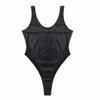 YiZYiF Women's Wet Look Leather Tank Thongs Bodysuit PVC One Piece Swimsuit Leotard Black X-Large view 4