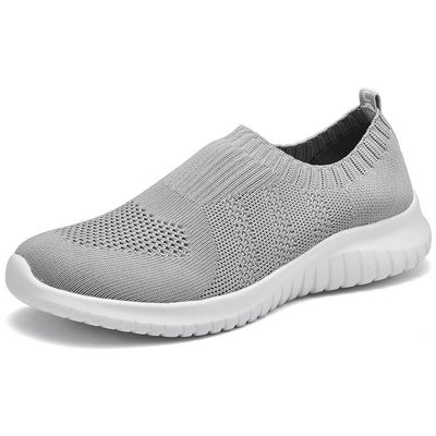 konhill Women's Walking Tennis Shoes - Lightweight Athletic Casual Gym Slip on Sneakers 9.5 US L.Gray