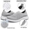 konhill Women's Walking Tennis Shoes - Lightweight Athletic Casual Gym Slip on Sneakers 9.5 US L.Gray view 2