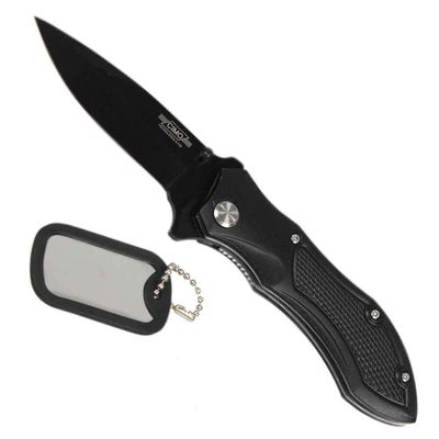 CIMO Tomahawk Stainless Steel Folder Knife black Aluminum Handle, liner lock and pocket clip
