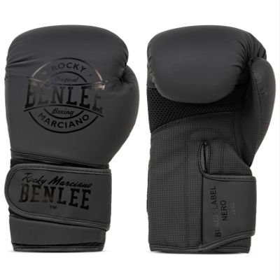 BENLEE Rocky Marciano Men's Black Label Nero Artificial Leather Boxing Gloves, Black, 16 oz EU