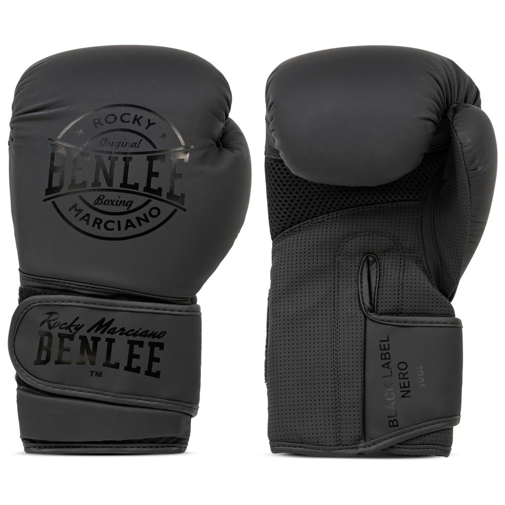 BENLEE Rocky Marciano Men's Black Label Nero Artificial Leather Boxing Gloves, Black, 16 oz EU
