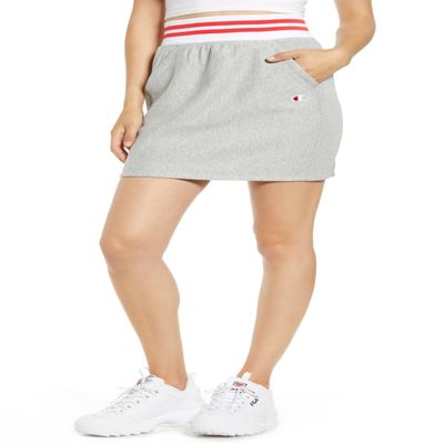 Champion Women's Yarn Dye Stripe Rib Skirt, Oxford Gray, XL