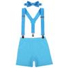 Baby Boys First Birthday Adjustable Y Back Elastic Clip Suspenders Cake Smash Outfit Tuxedo Pre-tied Bloomers Bowtie set Z# Light Blue view 1