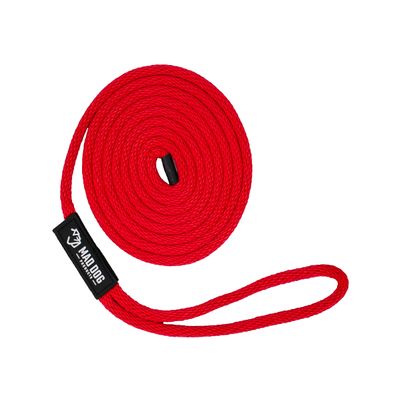 Solid Braid Nylon Dock Line - Red, 3/8" x 15'