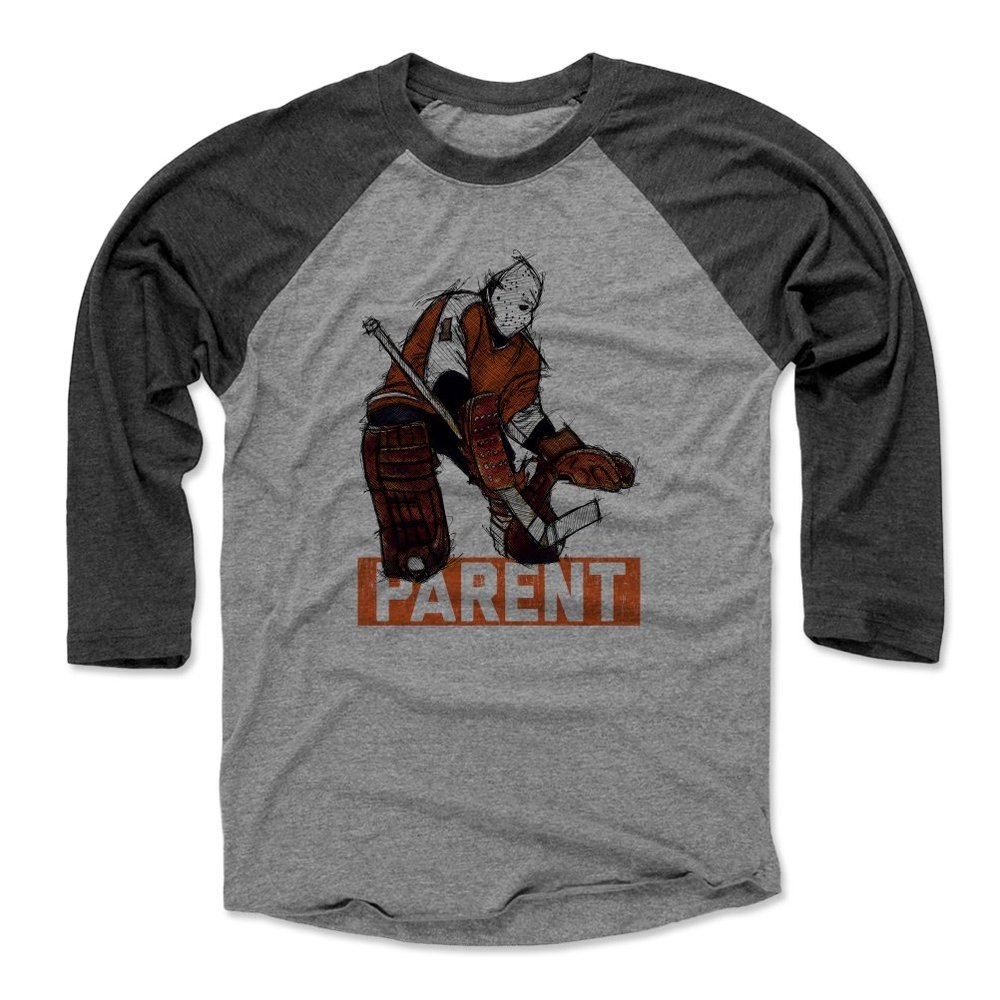 500 LEVEL Bernie Parent Tee Shirt (Baseball Tee, XXX-Large, Black/Heather Gray) - Bernie Parent Sketch 1 O