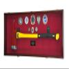 sfDisplay.com,LLC. Firefighter Fireman Axe Display Case Cabinet Holder - 98% UV Lockable (Cherry Wood Finish, Red Background) view 1