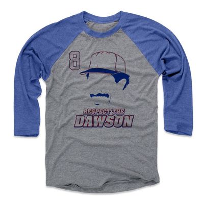 500 LEVEL Andre Dawson Tee Shirt (Baseball Tee, X-Small, Royal/Heather Gray) - Andre Dawson Respect B