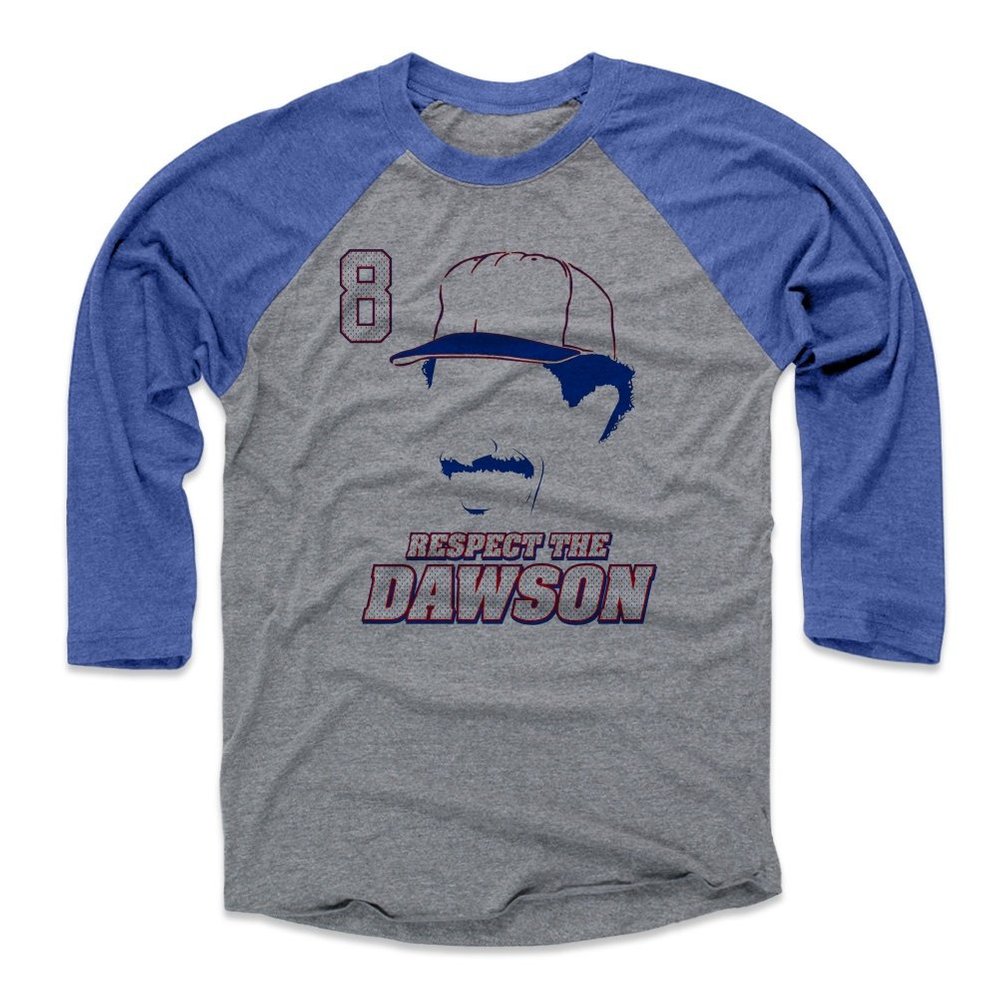 500 LEVEL Andre Dawson Tee Shirt (Baseball Tee, X-Small, Royal/Heather Gray) - Andre Dawson Respect B