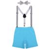 Baby Boys First Birthday Adjustable Y Back Elastic Clip Suspenders Cake Smash Outfit Tuxedo Pre-tied Bloomers Bowtie set Z# Blue+Stripe view 1