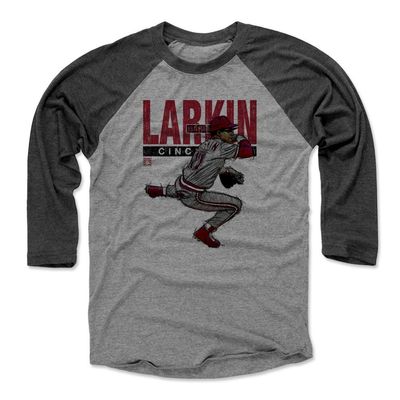 500 LEVEL Barry Larkin 3/4 Sleeve T-Shirt (Baseball Tee, X-Small, Black/Heather Gray) - Barry Larkin Sketch R