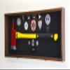 sfDisplay.com,LLC. Firefighter Fireman Axe Display Case Cabinet Holder - 98% UV Lockable (Walnut Wood Finish, Black Background) view 2