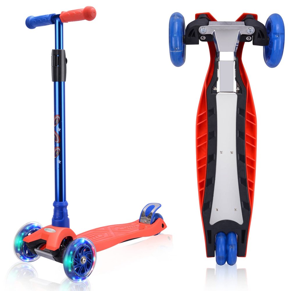3 Wheel Scooter for Kids, Kids Scooter with Light Up Wheels, Sturdy Deck Design, and 4 Height Adjustable Suitable for Kid Ages 3-12