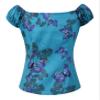 1950s Vintage Retro Dolores Top Rockabilly Pinup (US4, Butterfly&Turquoise) view 2