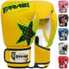 Farabi Boxing Gloves Kids Junior Muay Thai Kick Boxing Training MMA Punching Bag (6OZ, Yellow Star) view 1